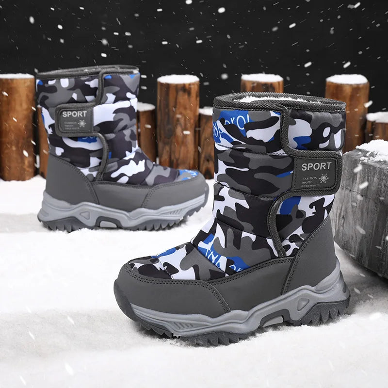 Children Winter Boots - Waterproof Kids Snow Boots With Plush Lining & Rubber Sole - ZOOMNSTORE