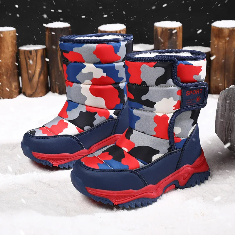Children Winter Boots - Waterproof Kids Snow Boots With Plush Lining & Rubber Sole - ZOOMNSTORE