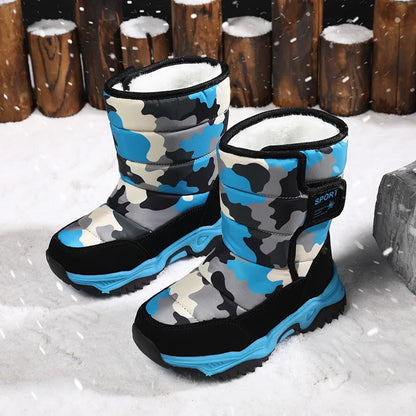 Children Winter Boots - Waterproof Kids Snow Boots With Plush Lining & Rubber Sole - ZOOMNSTORE
