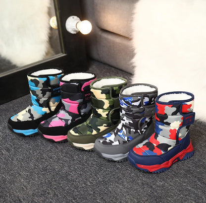Children Winter Boots - Waterproof Kids Snow Boots With Plush Lining & Rubber Sole - ZOOMNSTORE