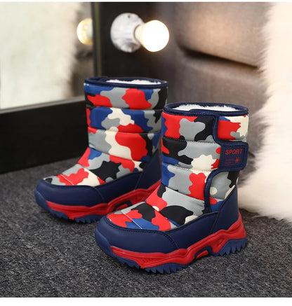 Children Winter Boots - Waterproof Kids Snow Boots With Plush Lining & Rubber Sole - ZOOMNSTORE