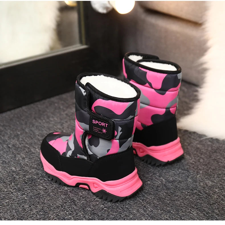 Children Winter Boots - Waterproof Kids Snow Boots With Plush Lining & Rubber Sole - ZOOMNSTORE