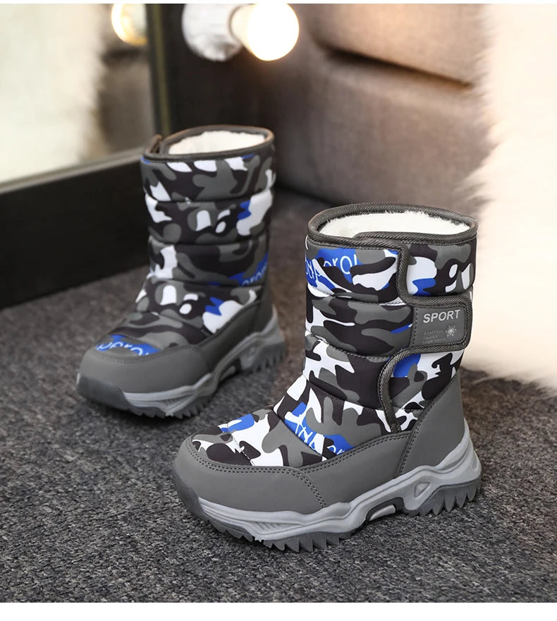 Children Winter Boots - Waterproof Kids Snow Boots With Plush Lining & Rubber Sole - ZOOMNSTORE