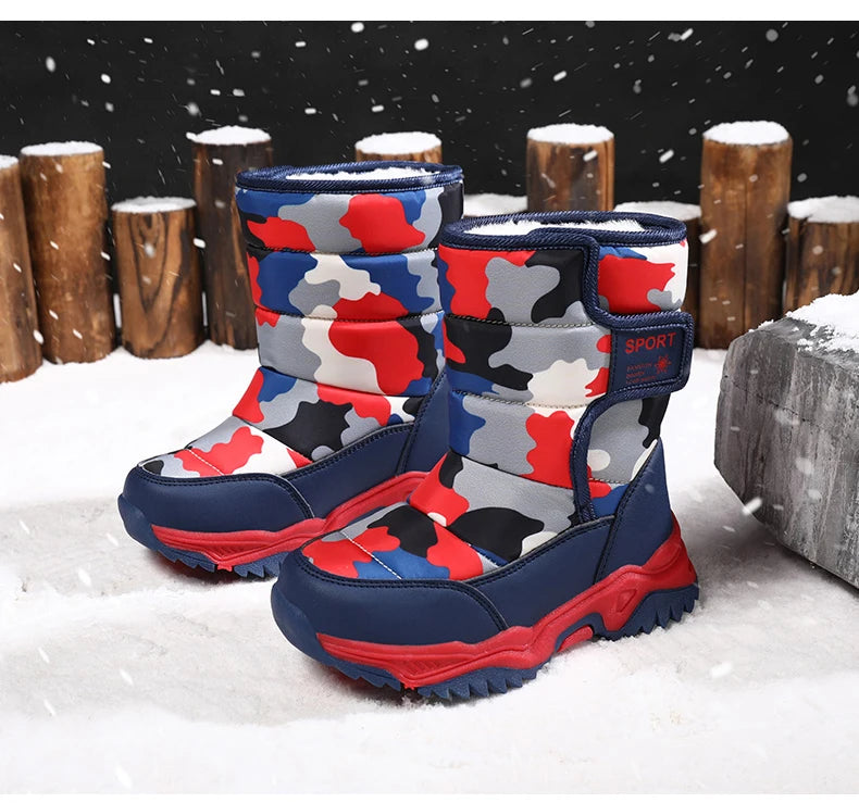 Children Winter Boots - Waterproof Kids Snow Boots With Plush Lining & Rubber Sole - ZOOMNSTORE