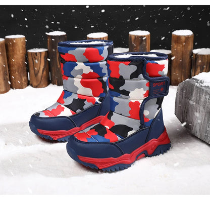 Children Winter Boots - Waterproof Kids Snow Boots With Plush Lining & Rubber Sole - ZOOMNSTORE