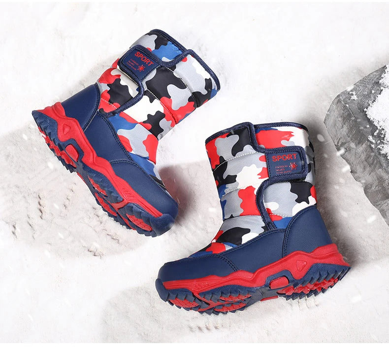 Children Winter Boots - Waterproof Kids Snow Boots With Plush Lining & Rubber Sole - ZOOMNSTORE