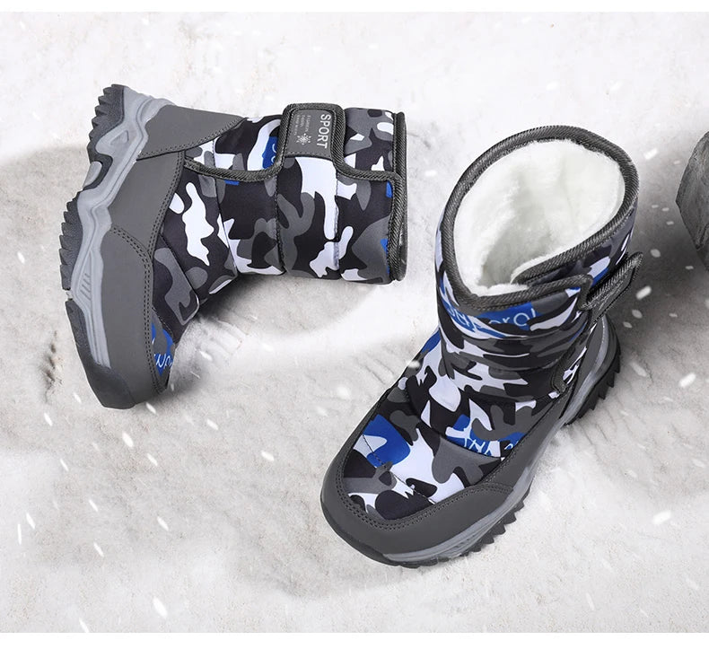 Children Winter Boots - Waterproof Kids Snow Boots With Plush Lining & Rubber Sole - ZOOMNSTORE