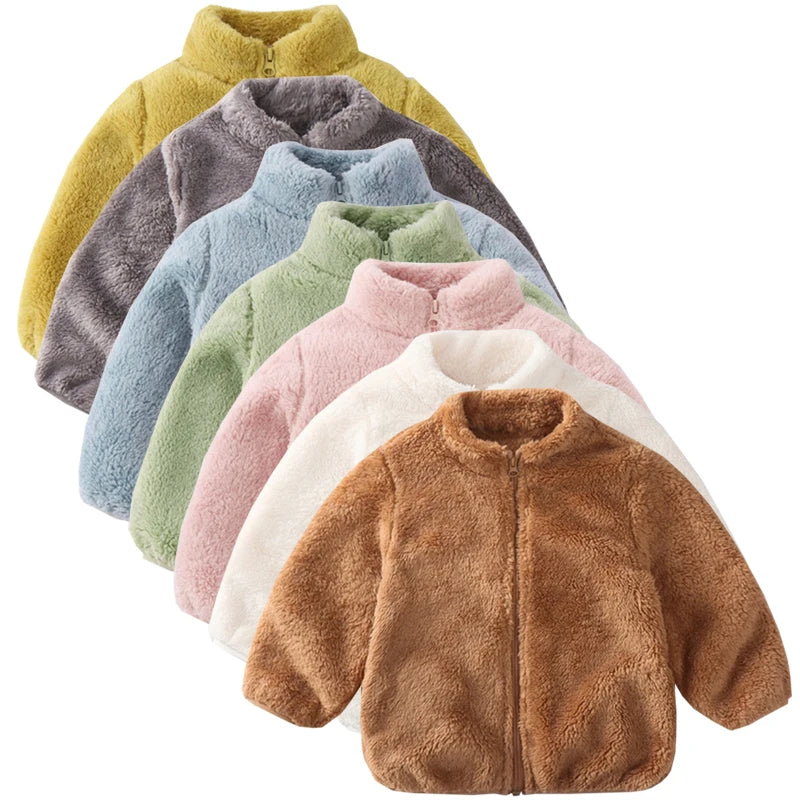 Children Winter Jacket - Boys Girls Thermal Kids Fleece Coat | Double Sided Velvet Outerwear - ZOOMNSTORE