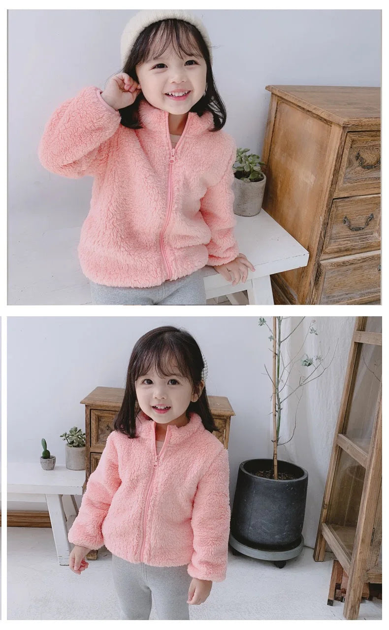 Children Winter Jacket - Boys Girls Thermal Kids Fleece Coat | Double Sided Velvet Outerwear - ZOOMNSTORE