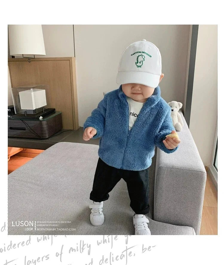 Children Winter Jacket - Boys Girls Thermal Kids Fleece Coat | Double Sided Velvet Outerwear - ZOOMNSTORE