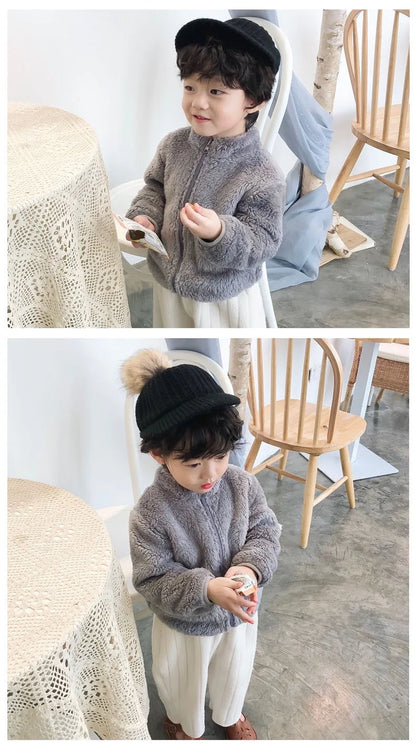 Children Winter Jacket - Heavyweight Kids Fleece Coat | Double Sided Velvet Outerwear - ZOOMNSTORE