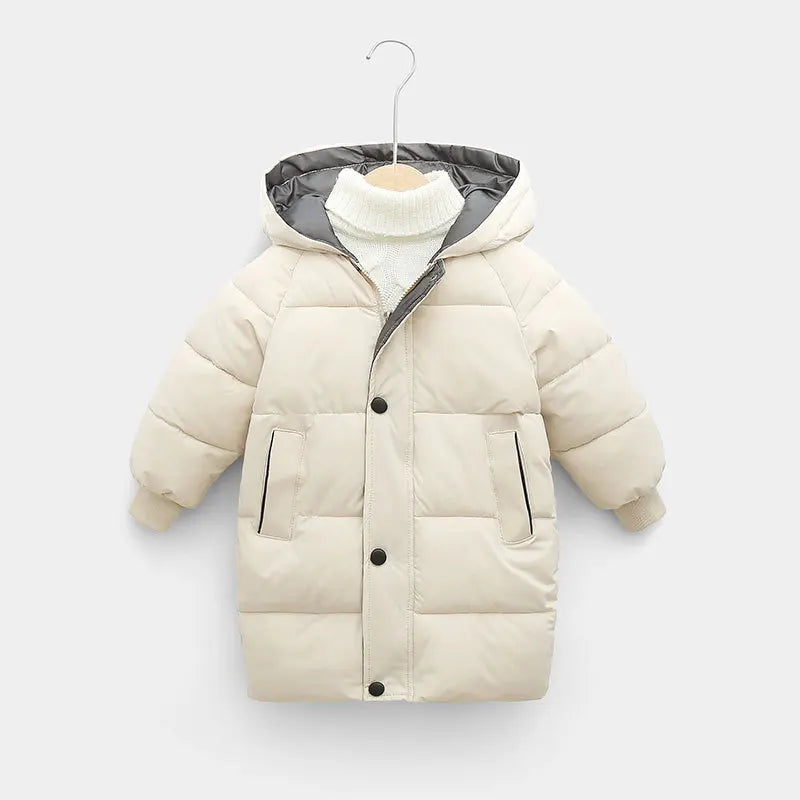 Children Winter Jacket - Kids Warm Parka With Hooded Zipper Closure Coat - ZOOMNSTORE
