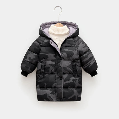 Children Winter Jacket - Kids Warm Parka With Hooded Zipper Closure Coat - ZOOMNSTORE