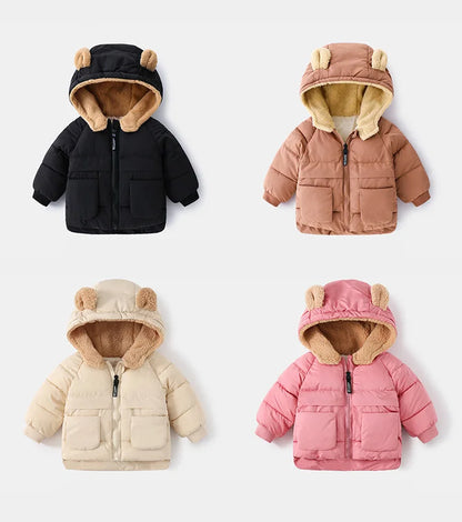 Children Winter Jackets | Heavyweight Kids Jacket – Boys Warm Parkas With Cartoon Bear Coat - ZOOMNSTORE
