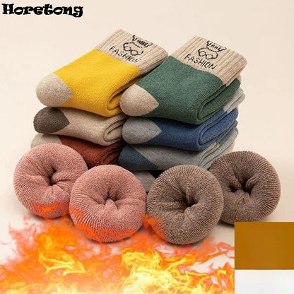 5 Pairs /bag Winter Children Socks Warm Autumn And Winter Plush Thicken Toddler Boys Girls Cotton Middle Tube Sock For 2-14 Year - ZOOMNSTORE