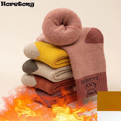 5 Pairs /bag Winter Children Socks Warm Autumn And Winter Plush Thicken Toddler Boys Girls Cotton Middle Tube Sock For 2-14 Year - ZOOMNSTORE