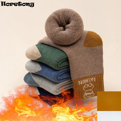5 Pairs /bag Winter Children Socks Warm Autumn And Winter Plush Thicken Toddler Boys Girls Cotton Middle Tube Sock For 2-14 Year - ZOOMNSTORE