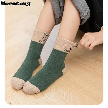 5 Pairs /bag Winter Children Socks Warm Autumn And Winter Plush Thicken Toddler Boys Girls Cotton Middle Tube Sock For 2-14 Year - ZOOMNSTORE