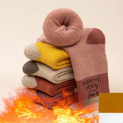 5 Pairs /bag Winter Children Socks Warm Autumn And Winter Plush Thicken Toddler Boys Girls Cotton Middle Tube Sock For 2-14 Year - ZOOMNSTORE