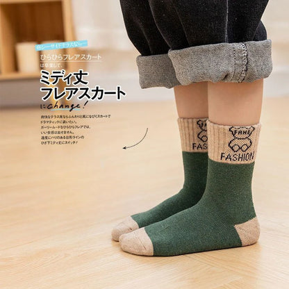 5 Pairs /bag Winter Children Socks Warm Autumn And Winter Plush Thicken Toddler Boys Girls Cotton Middle Tube Sock For 2-14 Year - ZOOMNSTORE