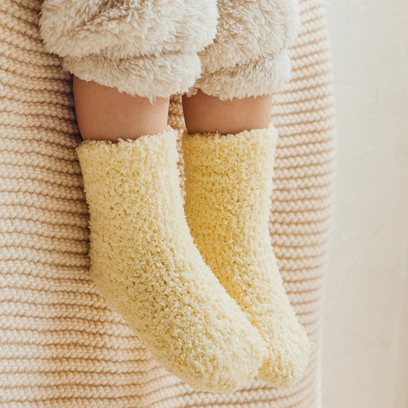 1 Pairs Winter Coral Fleece Children Socks Thick Warm Anti-slip Newborn Girls Boys Tube Socks Indoor Floor Socks For 0-5 Years - ZOOMNSTORE