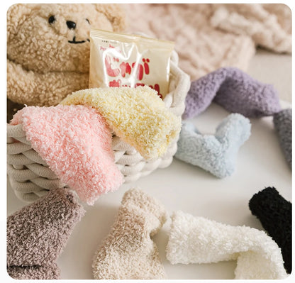 1 Pairs Winter Coral Fleece Children Socks Thick Warm Anti-slip Newborn Girls Boys Tube Socks Indoor Floor Socks For 0-5 Years - ZOOMNSTORE