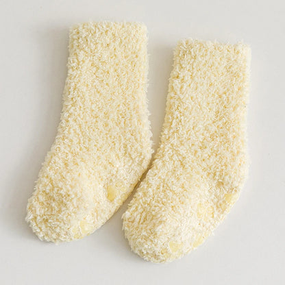 1 Pairs Winter Coral Fleece Children Socks Thick Warm Anti-slip Newborn Girls Boys Tube Socks Indoor Floor Socks For 0-5 Years - ZOOMNSTORE