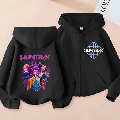 Children Zip Up Hoodie - Kpop Y2K Style Sweatshirt With Cartoon Pattern, Full Zipper Jacket - ZOOMNSTORE