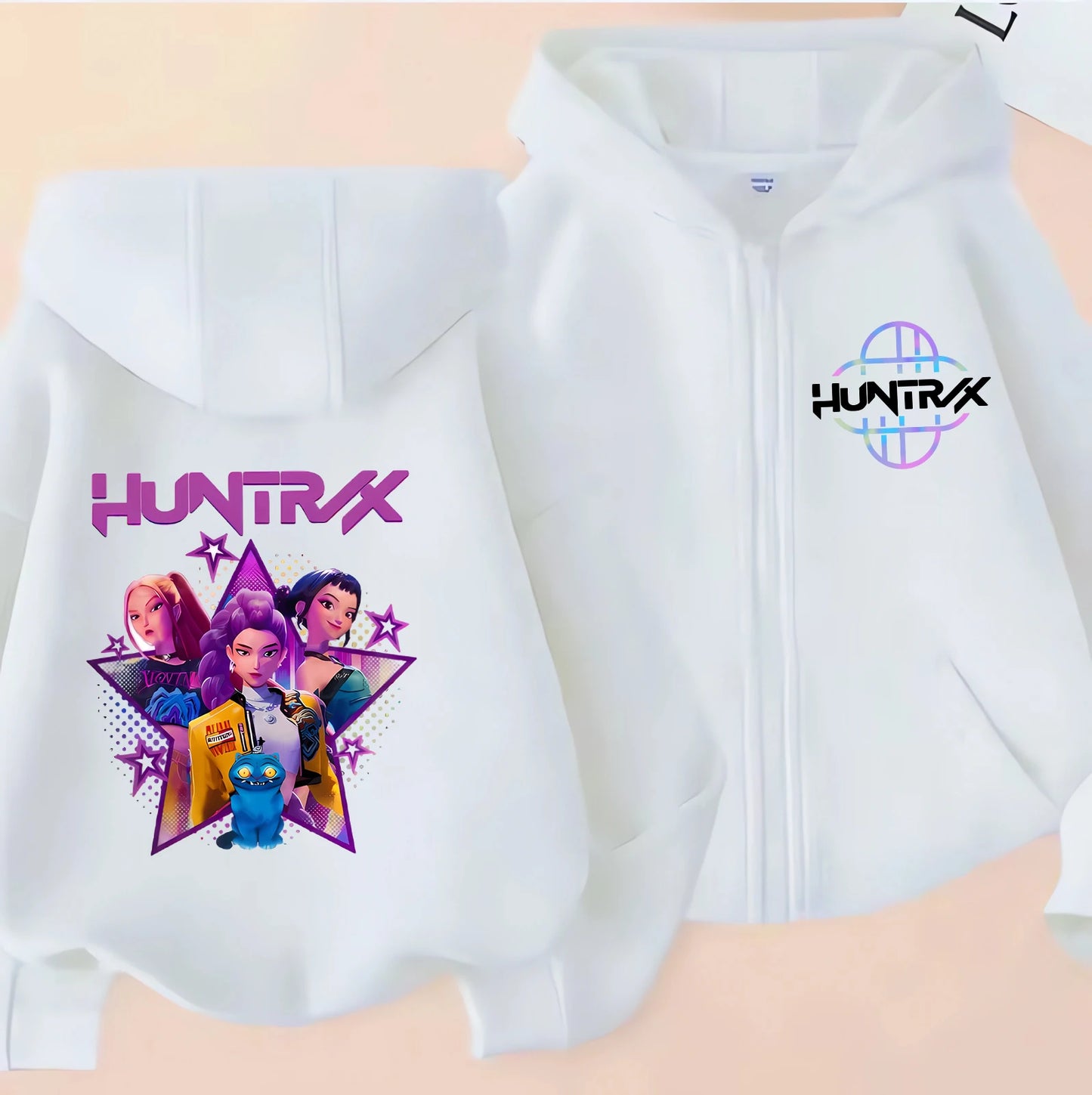Children Zip Up Hoodie - Kpop Y2K Style Sweatshirt With Cartoon Pattern, Full Zipper Jacket - ZOOMNSTORE