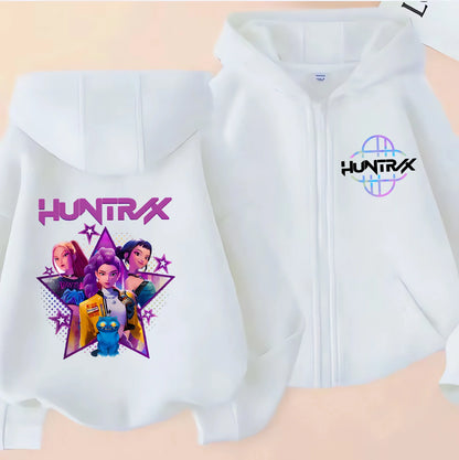 Children Zip Up Hoodie - Kpop Y2K Style Sweatshirt With Cartoon Pattern, Full Zipper Jacket - ZOOMNSTORE