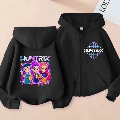 Children Zip Up Hoodie - Kpop Y2K Style Sweatshirt With Cartoon Pattern, Full Zipper Jacket - ZOOMNSTORE