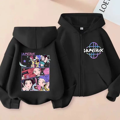 Children Zip Up Hoodie - Kpop Y2K Style Sweatshirt With Cartoon Pattern, Full Zipper Jacket - ZOOMNSTORE