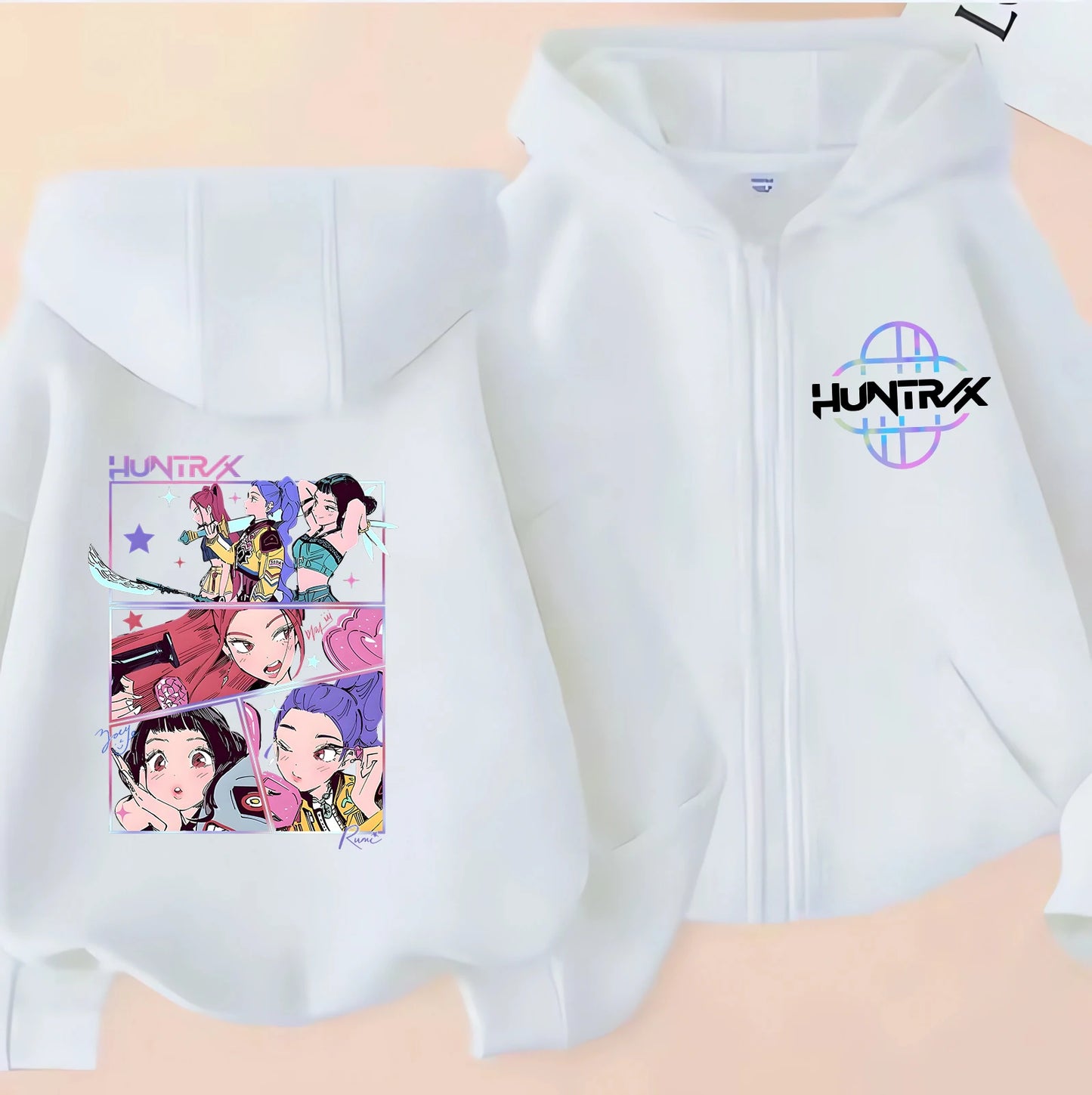 Children Zip Up Hoodie - Kpop Y2K Style Sweatshirt With Cartoon Pattern, Full Zipper Jacket - ZOOMNSTORE