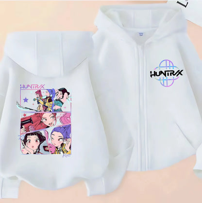 Children Zip Up Hoodie - Kpop Y2K Style Sweatshirt With Cartoon Pattern, Full Zipper Jacket - ZOOMNSTORE