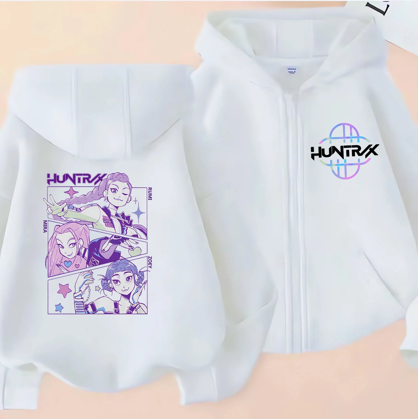 Children Zip Up Hoodie - Kpop Y2K Style Sweatshirt With Cartoon Pattern, Full Zipper Jacket - ZOOMNSTORE
