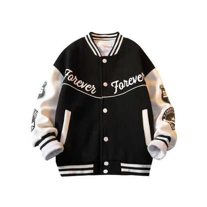 Children's Autumn Jacket - Quilted Cotton Baseball Suit with Zipper Closure for Kids - ZOOMNSTORE