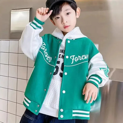 Children's Autumn Jacket - Quilted Cotton Baseball Suit with Zipper Closure for Kids - ZOOMNSTORE