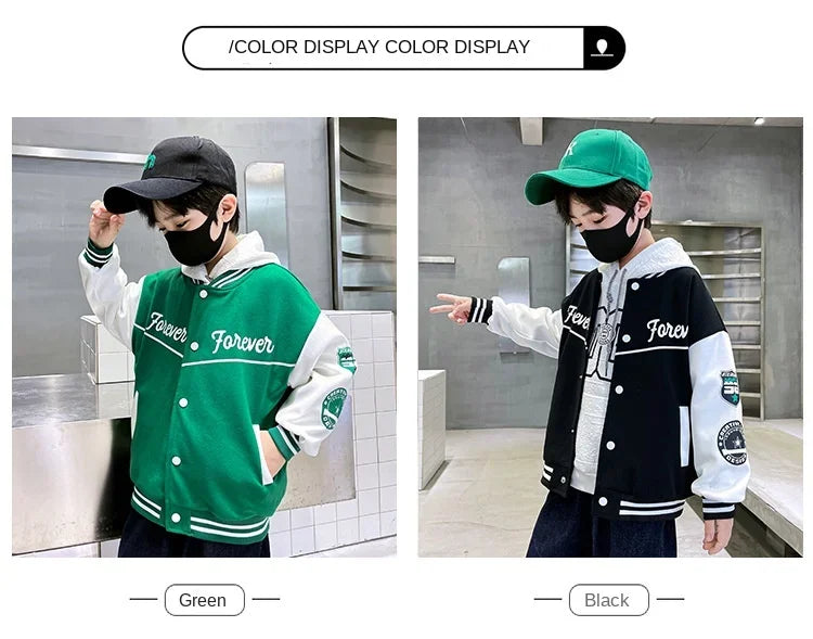 Children's Autumn Jacket - Quilted Cotton Baseball Suit with Zipper Closure for Kids - ZOOMNSTORE