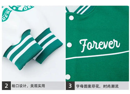 Children's Autumn Jacket - Quilted Cotton Baseball Suit with Zipper Closure for Kids - ZOOMNSTORE