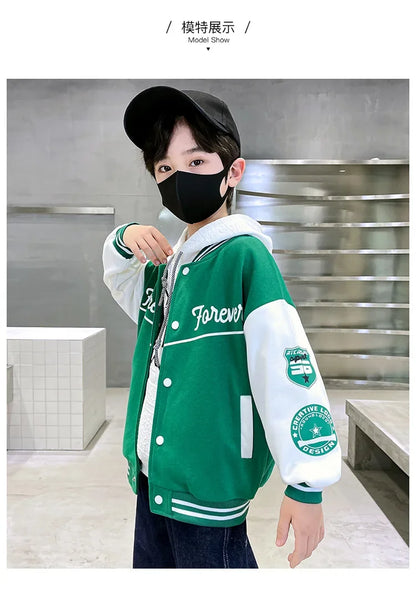 Children's Autumn Jacket - Quilted Cotton Baseball Suit with Zipper Closure for Kids - ZOOMNSTORE