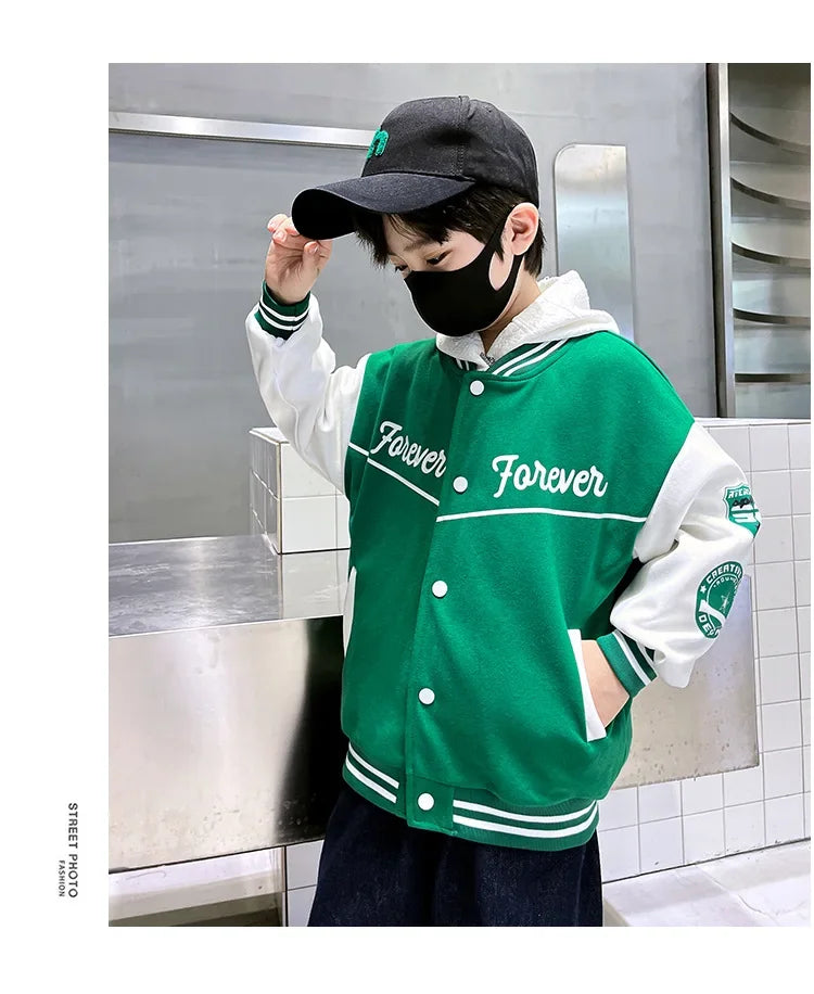 Children's Autumn Jacket - Quilted Cotton Baseball Suit with Zipper Closure for Kids - ZOOMNSTORE