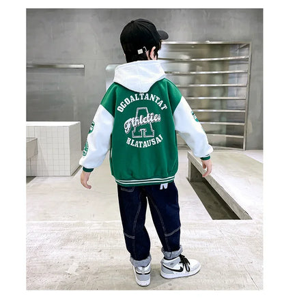 Children's Autumn Jacket - Quilted Cotton Baseball Suit with Zipper Closure for Kids - ZOOMNSTORE