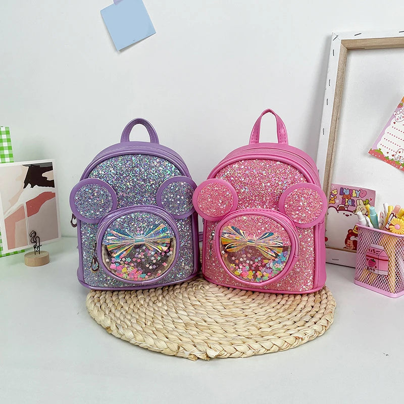 Cute Sequin Backpack for Girls - Cartoon Princess Kindergarten Schoolbag - ZOOMNSTORE