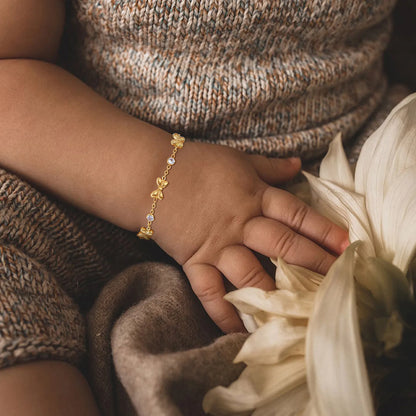 Childrens Stainless Steel Bracelet - Cute Bow Design with Cubic Zirconia - ZOOMNSTORE