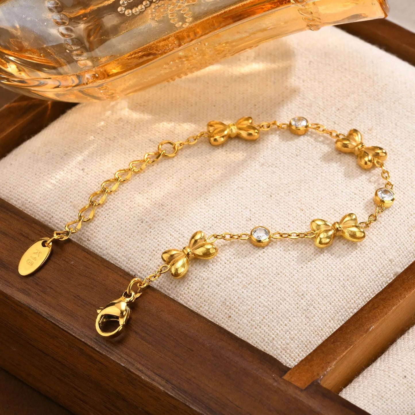 Childrens Stainless Steel Bracelet - Cute Bow Design with Cubic Zirconia - ZOOMNSTORE