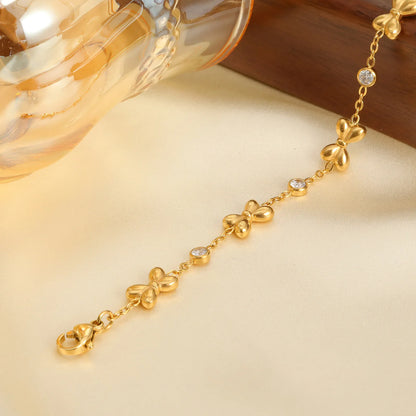 Childrens Stainless Steel Bracelet - Cute Bow Design with Cubic Zirconia - ZOOMNSTORE