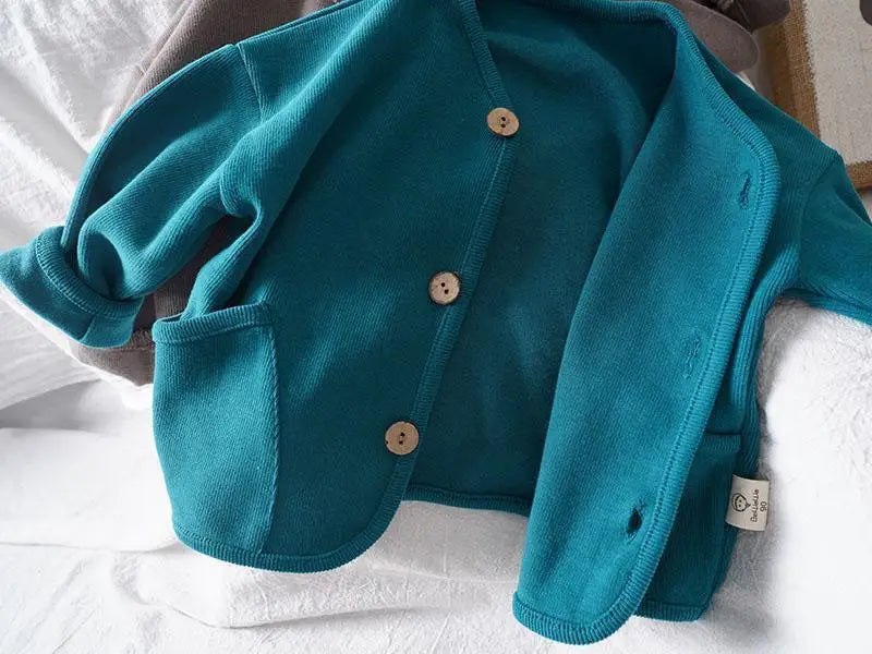 Children's Cardigan Jacket | Kids Autumn Jacket - Solid Color Cotton Casual Top - ZOOMNSTORE
