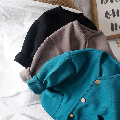 Children's Cardigan Jacket | Kids Autumn Jacket - Solid Color Cotton Casual Top - ZOOMNSTORE