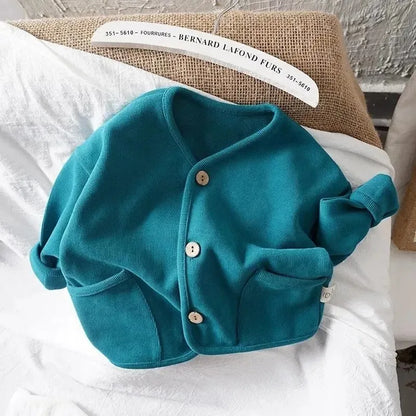 Children's Cardigan Jacket | Kids Autumn Jacket - Solid Color Cotton Casual Top - ZOOMNSTORE