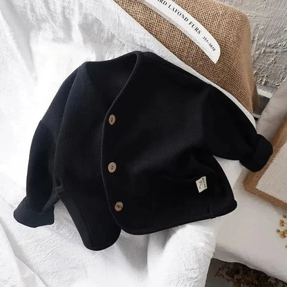 Children's Cardigan Jacket | Kids Autumn Jacket - Solid Color Cotton Casual Top - ZOOMNSTORE